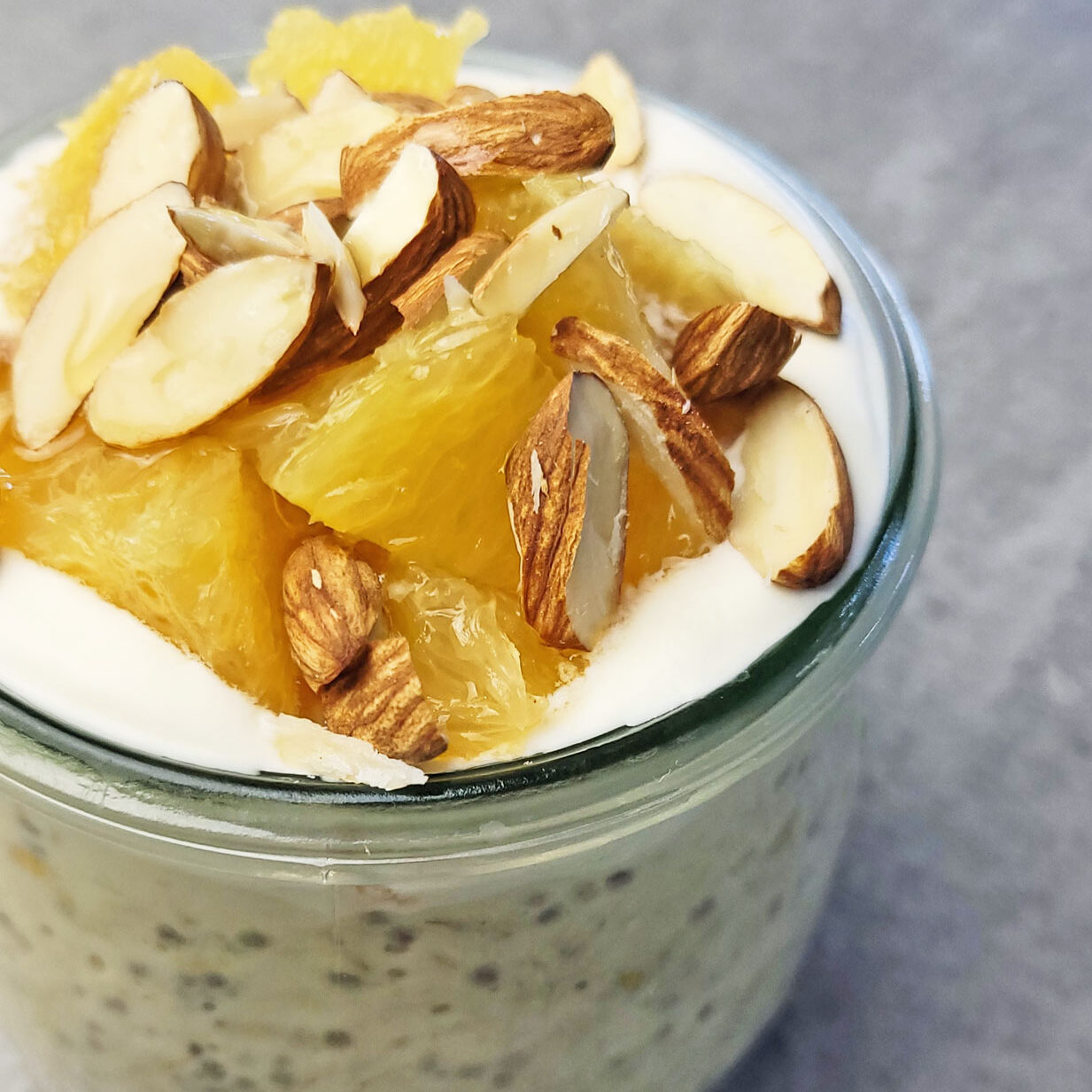 Creamsicle Overnight Oats Recipe with oranges and almonds