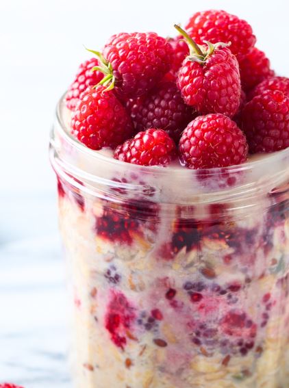 Peanut Butter and Raspberry Jam Overnight Oats