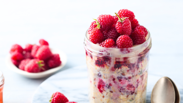 Peanut Butter and Raspberry Jam Overnight Oats