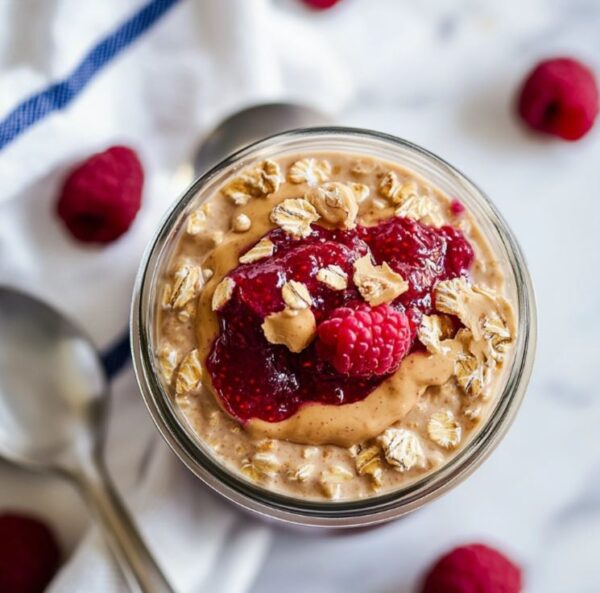 Directions For Peanut Butter & Raspberry Jam Overnight Oats