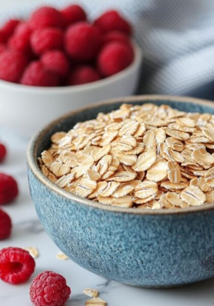 Ingredients For Peanut Butter & Raspberry Jam Overnight Oats