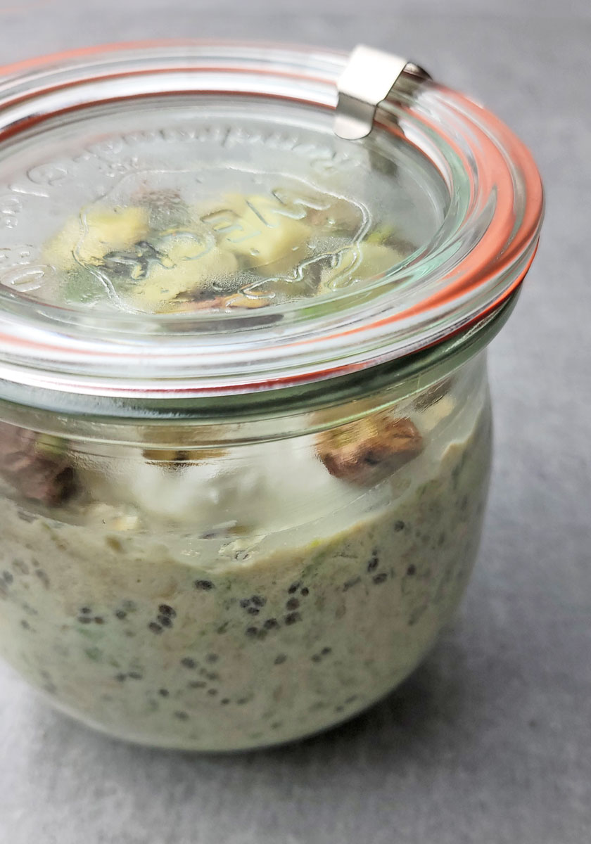 Avocado Lime Overnight Oats using a 12oz jar