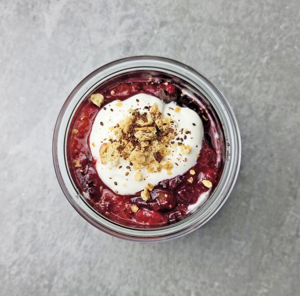 Christmas jam overnight oats recipe