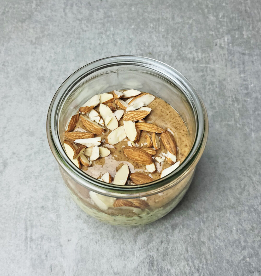 Golden Hour Overnight Oats adding nuts