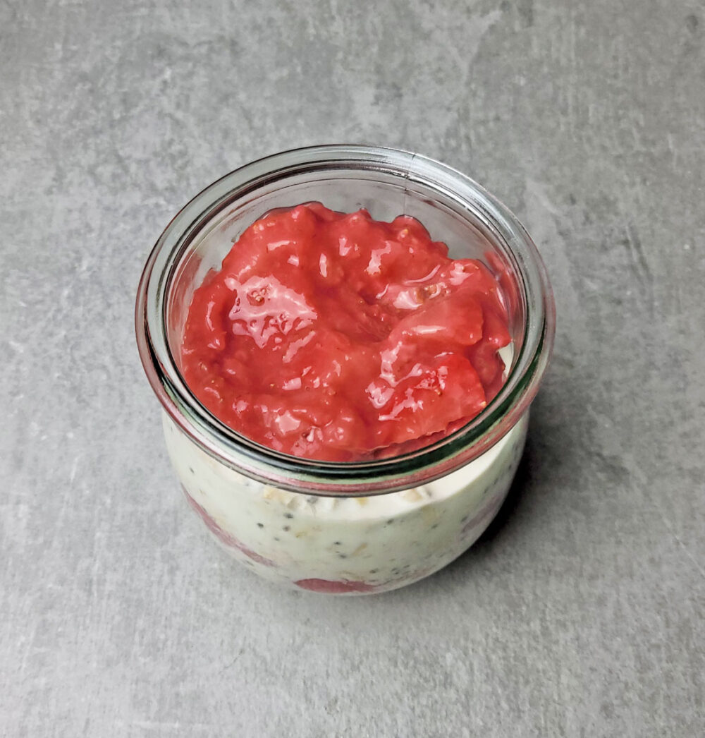 Strawberries & Cream Overnight Oats Recipe topping