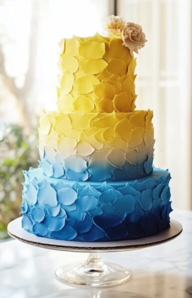 Blue & Yellow Wedding Cake