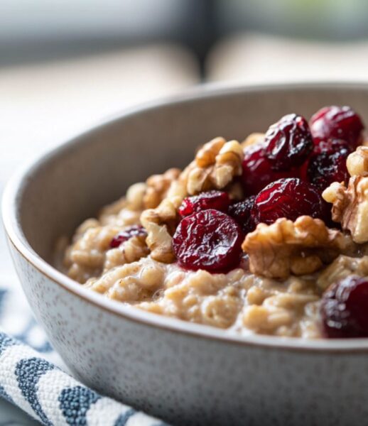 Creamy Cranberry Walnut Oatmeal breakfast