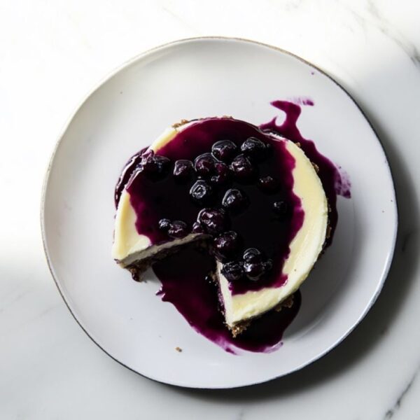 Cheesecake with blueberry sauce