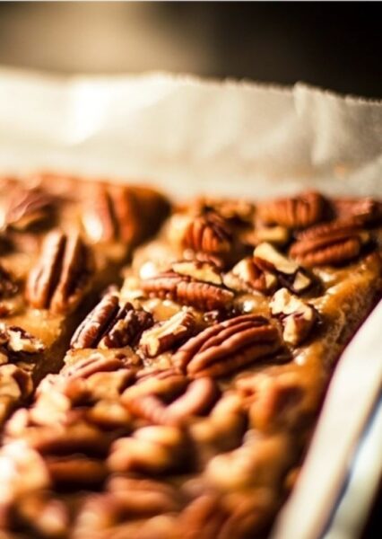 Pecan Squares baking in the oven