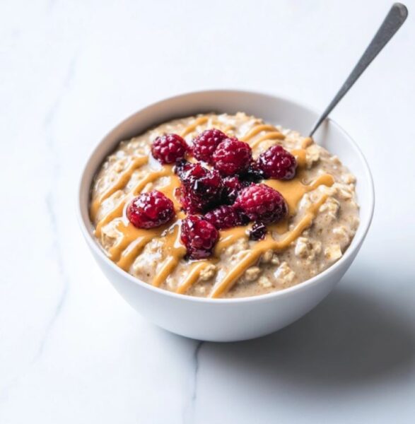 warm peanut butter & jam oatmeal