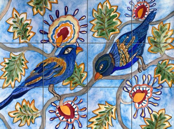 Blue Birds Tile Backsplash