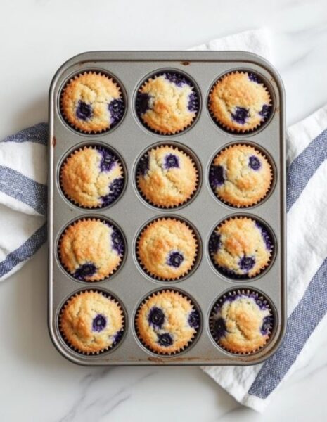 Blueberry Oatmeal Muffins fresh from the oven