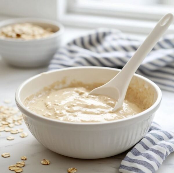 Ingredients for classic oatmeal pancakes