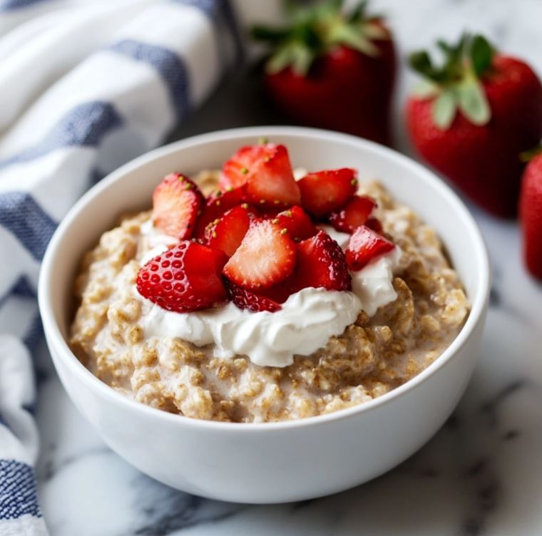 Stovetop Strawberry And Cream Oatmeal