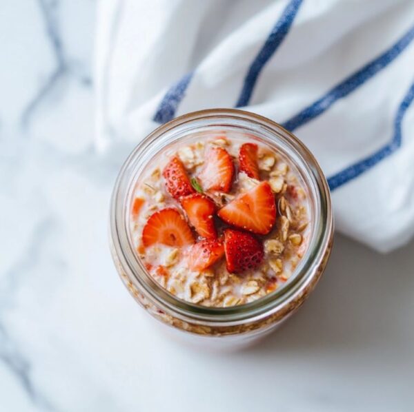 Strawberry Overnight Oats [with fresh strawberries]