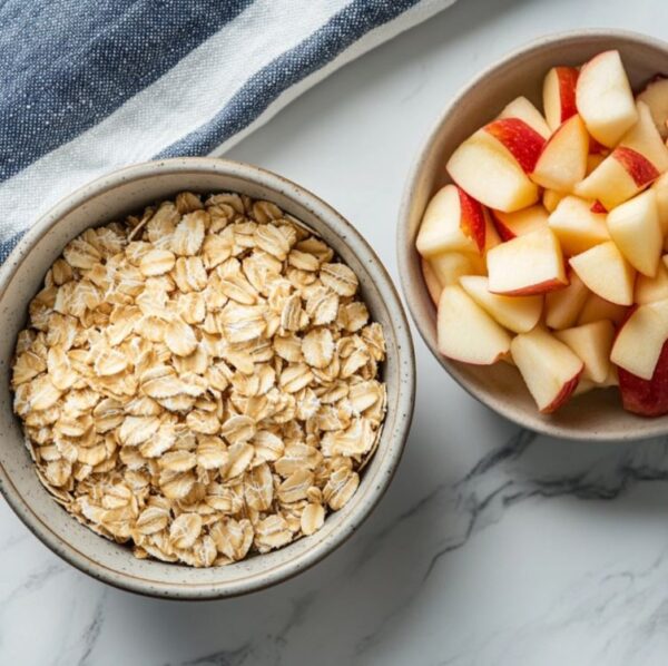 Ingredients for warm apple raisin oatmeal