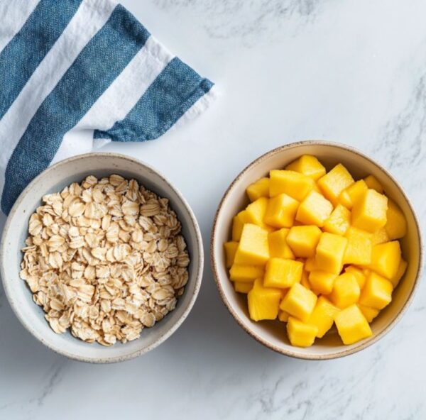 Ingredients for mango overnight oats