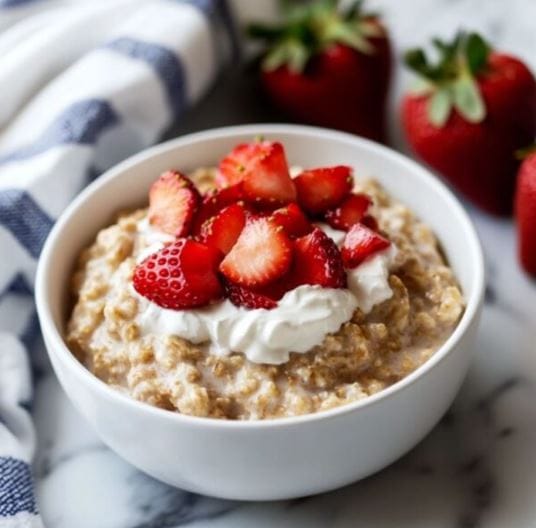 Stovetop Strawberry And Cream Oatmeal