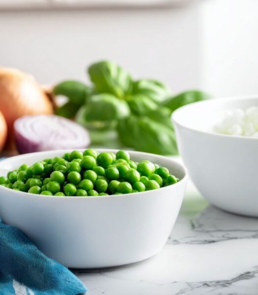 Pea and basil soup ingredients