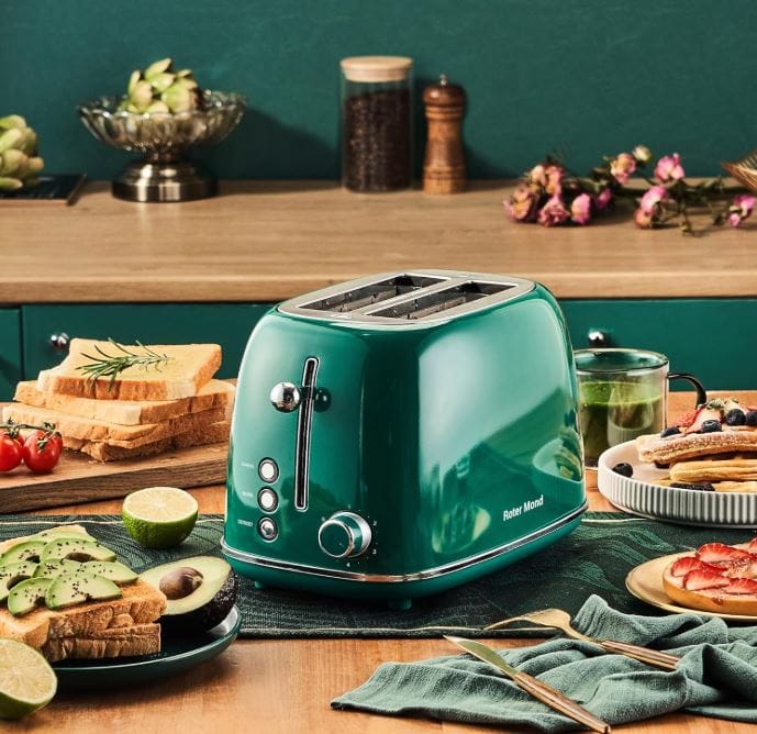 Roter Mond Green Retro Toaster