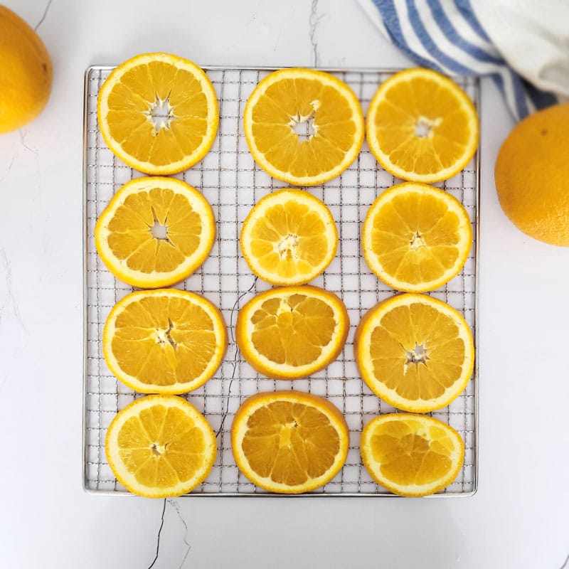 Place the orange slices in a single layer on your dehydrator tray