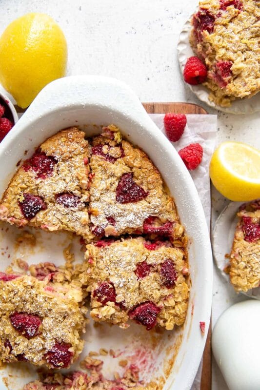 Lemon Raspberry Baked Oatmeal