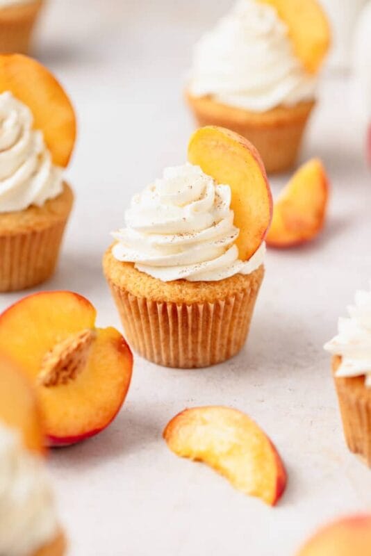 Peaches & Cream Cupcakes