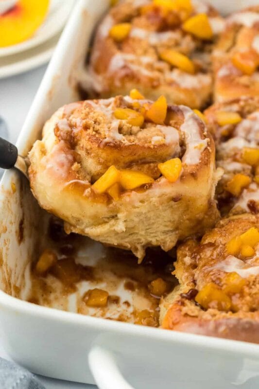 Peach Cobbler Cinnamon Rolls