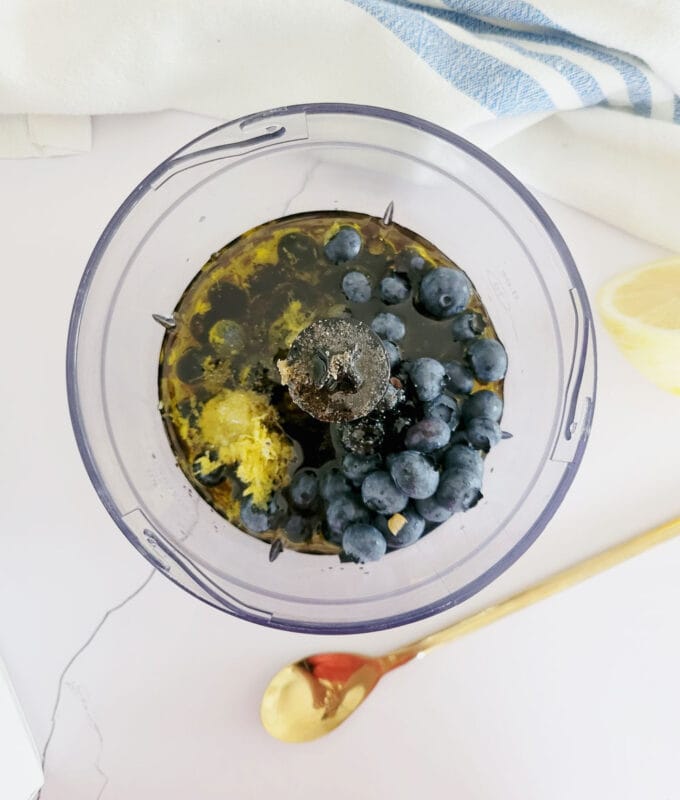 Add all of the ingredients to a blender.