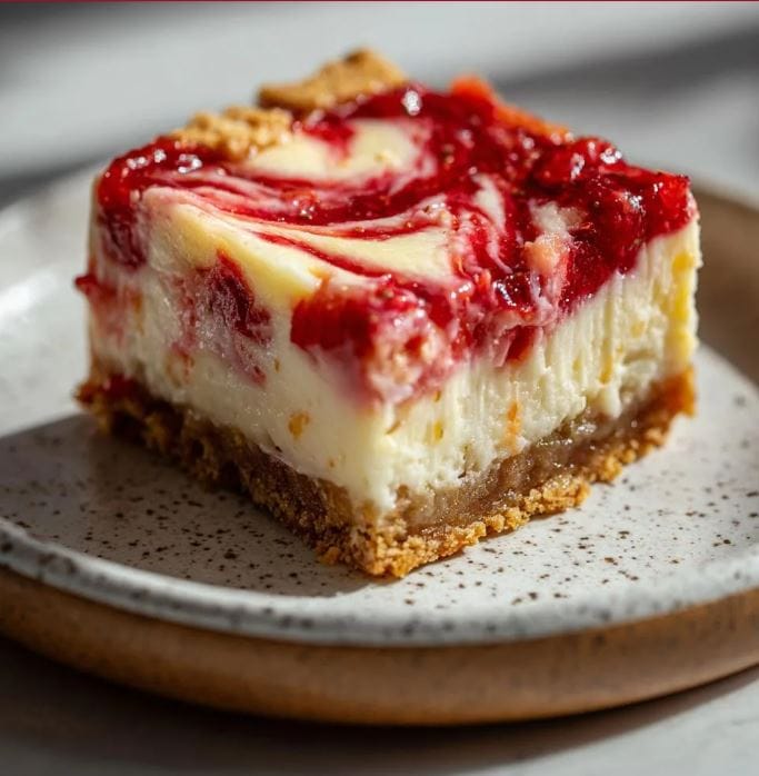 Strawberry Rhubarb Cheesecake Bars