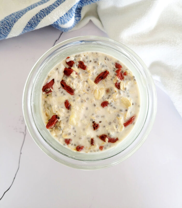 goji berry and pineapple overnight oats