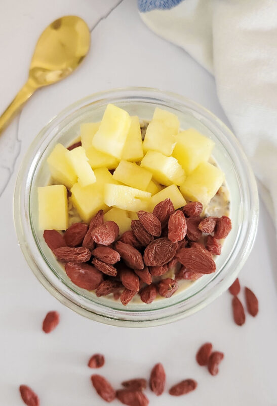 goji berry and pineapple overnight oats recipe